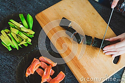 Making sushi Stock Photo