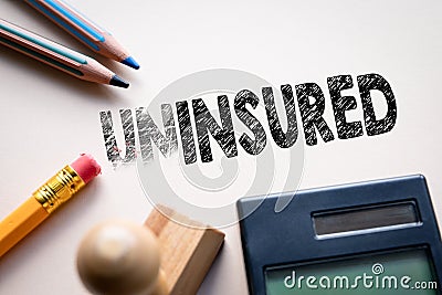 Making uninsured in to insured by eraser. Concept for action and reaching goals Stock Photo