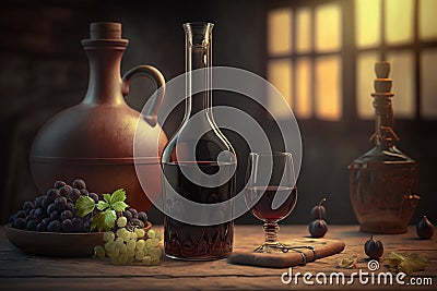 Making wine process, ficticious, background, generative ai Stock Photo