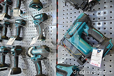 Makita cordless pin nailer at Inside racing bike festival in Pasay, Philippines Editorial Stock Photo