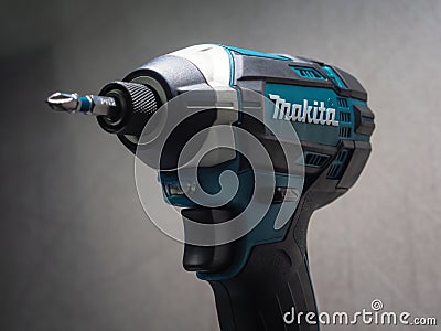 Makita cordless power tools series: DTD152 18V Cordless Impact Driver Editorial Stock Photo