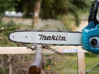 Makita Electric Chainsaw DUC353 Editorial Stock Photo