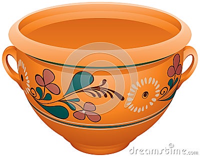 Makitra, traditional ceramic pottery for the milk, vareniki, pelmeni, pierogi Vector Illustration