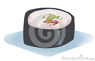 makizushi, classic sushi roll with seaweed, rice and vegetables Stock Photo