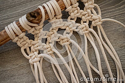 Macrame tapestry in the making Stock Photo