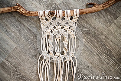 Macrame tapestry in the making Stock Photo