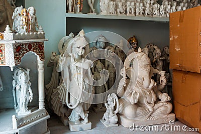 Makrana marble sculptures of Hindu Gods Editorial Stock Photo