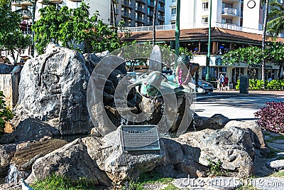 Makua and Kila Sculpture in Waikiki, Hawaii Editorial Stock Photo