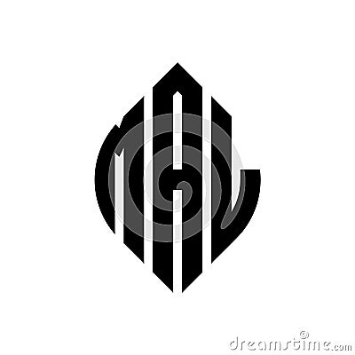 MAL circle letter logo design with circle and ellipse shape. MAL ellipse letters with typographic style. The three initials form a Vector Illustration