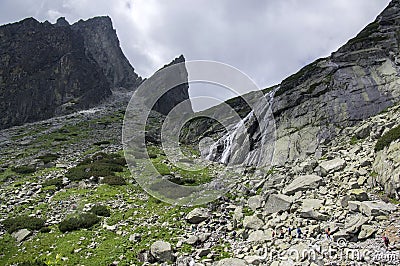 Mala studena dolina hiking trail in High Tatras, summer touristic season, wild nature, touristic trail Stock Photo