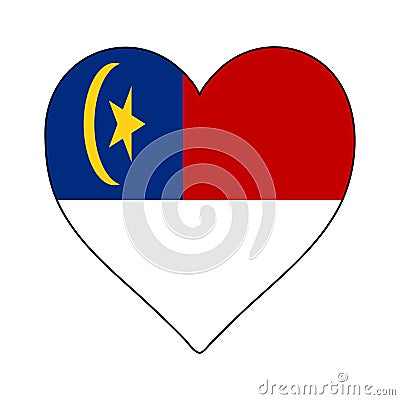 Malacca Heart Shape Flag. Love Malacca. State in Malaysia. Visit Malaysia. Vector Illustration Vector Illustration