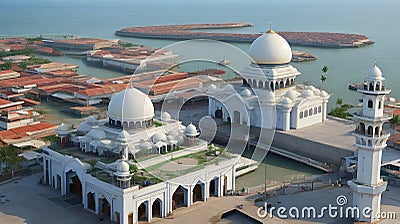Malacca Straits Mosque ( Masjid Selat Melaka) Stock Photo