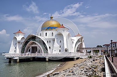 Malacca Straits Mosque, Melaka, Malaysia Editorial Stock Photo