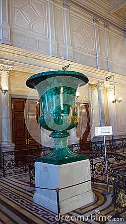 The malachite vase, Council Staircase, the State Hermitage Museum Editorial Stock Photo