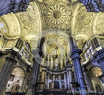 Malaga cathedral indoor Editorial Stock Photo