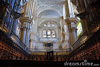 Malaga Cathedral Interior Editorial Stock Photo