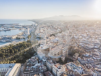 Malaga skyline in the afternoon, Andalusia, Spain Editorial Stock Photo