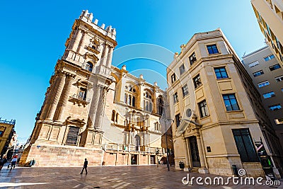 Catedral de la Encarnacion de Malaga was built in 1782. It is one of the biggest cathedrals in Editorial Stock Photo