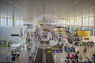 High angle view on the departure gates at Malaga Airport Editorial Stock Photo