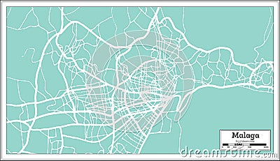 Malaga Spain City Map in Retro Style. Outline Map. Stock Photo