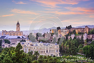 Malaga, Spain Cityscape on the Sea Stock Photo