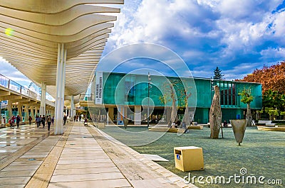 MALAGA, SPAIN, JANUARY 4, 2016: people are walking in front of the museo alborania - aula del mar on the paseo del Editorial Stock Photo