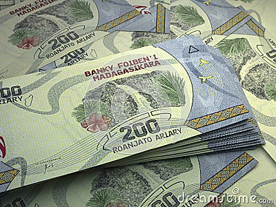 Malagasy money. Malagasy ariary banknotes. 200 MGA ariary bills Stock Photo