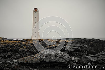 Malarrif lighthouse on the cliff, Iceland Stock Photo