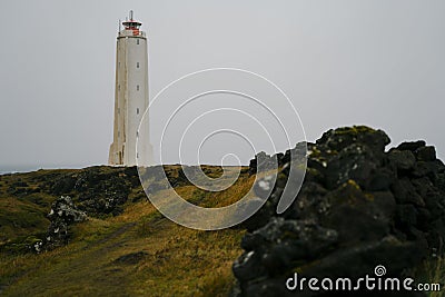 Malarrif lighthouse on the cliff, Iceland Stock Photo