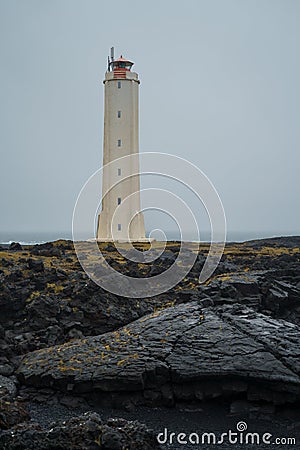 Malarrif lighthouse on the cliff, Iceland Stock Photo