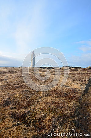 Malarrif Lighthouse in Iceland Off in the Distance Stock Photo