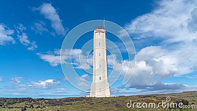Malarrif Lighthouse on the Snaefelssnes Peninsula in Iceland Stock Photo