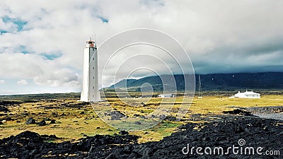 Malarrif white lighthouse at Snaefellsnes island, Iceland Stock Photo