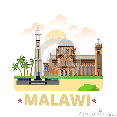 Malawi country design template Flat cartoon style Vector Illustration