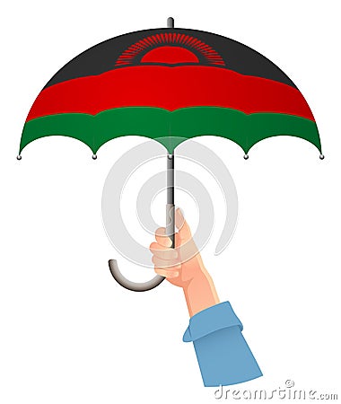Malawi flag umbrella Cartoon Illustration