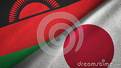 Malawi and Japan two flags textile cloth, fabric texture Stock Photo