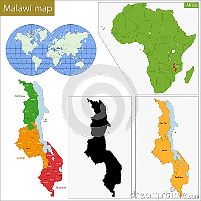 Malawi map Vector Illustration