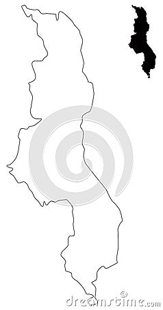 Malawi map - country in southeast Africa Vector Illustration