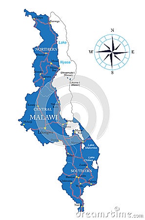 Malawi map Vector Illustration