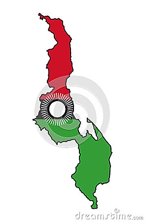 Malawi Outline Flag Map Stock Photo