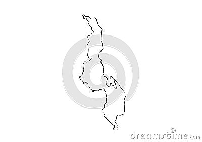 Malawi outline map country shape state symbol national borders Vector Illustration