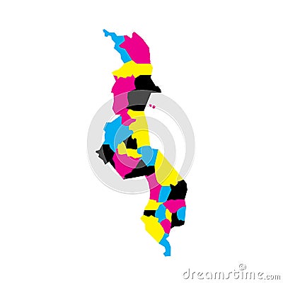 Malawi political map of administrative divisions Stock Photo