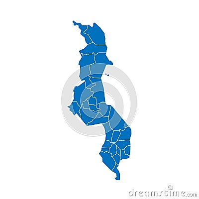 Malawi political map of administrative divisions Stock Photo