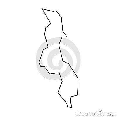 Malawi vector country map thin outline icon Vector Illustration
