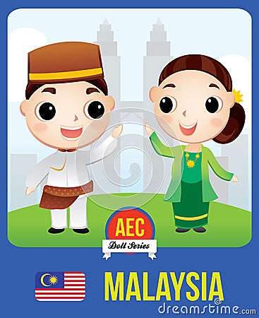 Malaysia AEC doll Vector Illustration