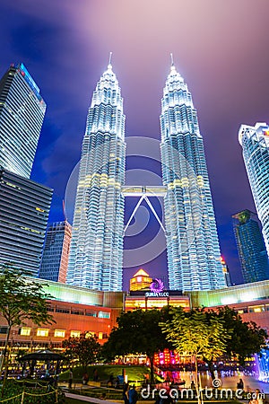 Malaysia - 12 Febuary 2017 :: Petronas tower symbol of Kuala lumpur Editorial Stock Photo