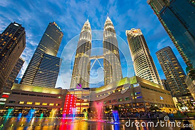 Malaysia - 12 Febuary 2017 :: Petronas tower symbol of Kuala lumpur Editorial Stock Photo