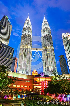 Malaysia - 12 Febuary 2017 :: Petronas tower symbol of Kuala lum Editorial Stock Photo