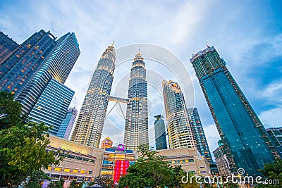 Malaysia - 12 Febuary 2017 :: Petronas tower symbol of Kuala lum Editorial Stock Photo