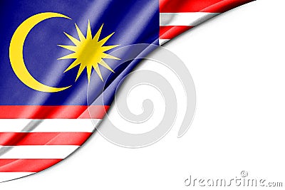 Malaysia flag. 3d illustration. with white background space for text Cartoon Illustration